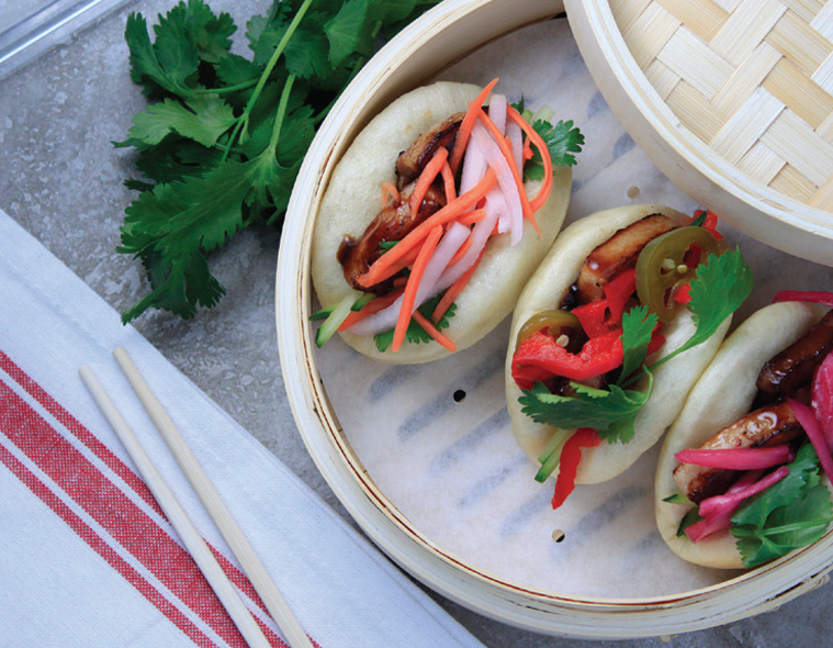 Bao Buns with Citrus Pickled Red and Green Jalapeños