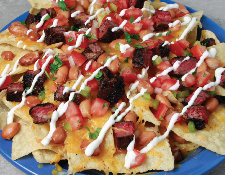 Grilled Chicken Nachos with Mexican-style Pinto Beans