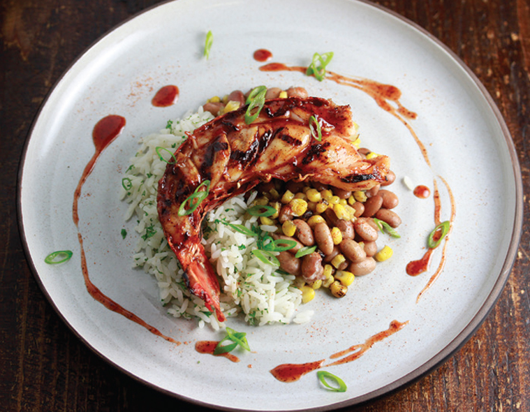 Grilled Achiote Lobster with Savory Cilantro Rice